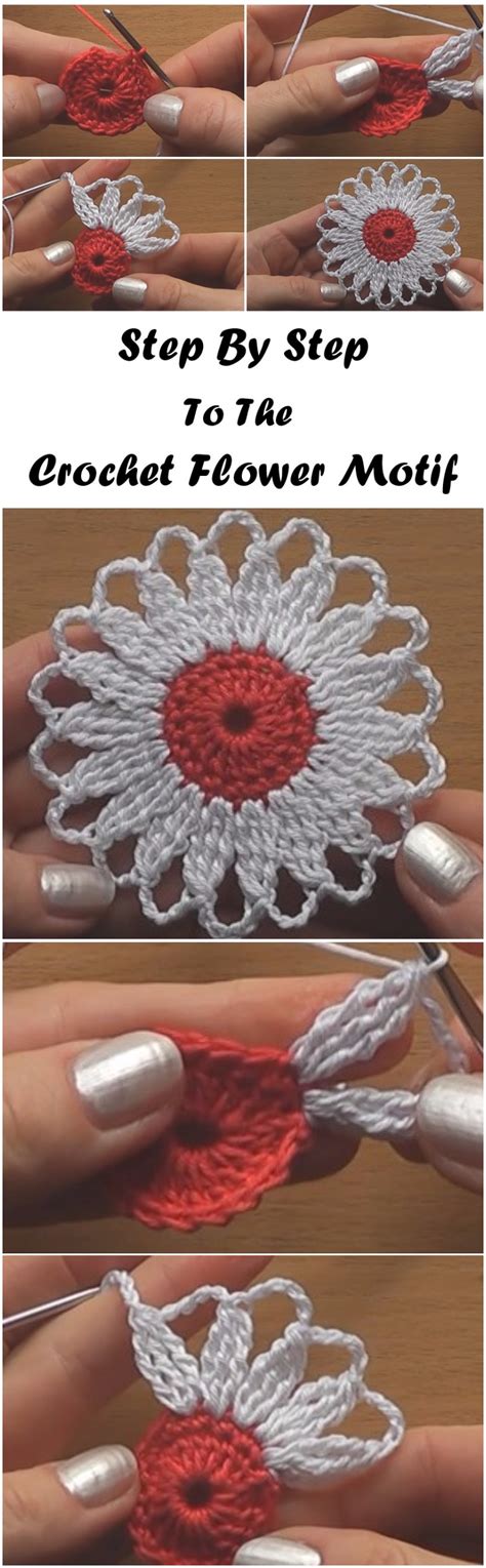 Crochet Flower Motif Step By Step Tutorial Ilove Crochet