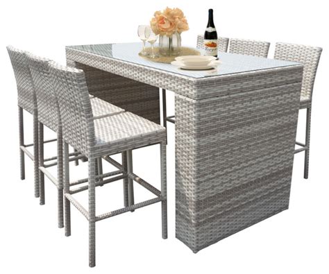 Fairmont Bar Table Set With Barstools 7 Piece Outdoor Wicker Patio