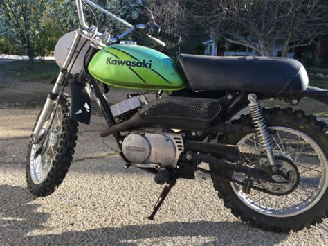 This is one fun bike that turns heads!! KAWASAKI Vintage 1970s Off-road Motorcycle 90cc Green ...