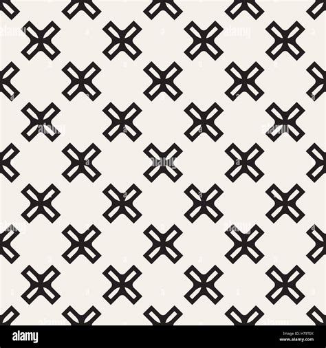 Vector Seamless Black And White Simple Cross Square Pattern Stock