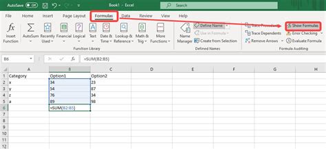 How to display and hide formulas in Mirosoft Excel?