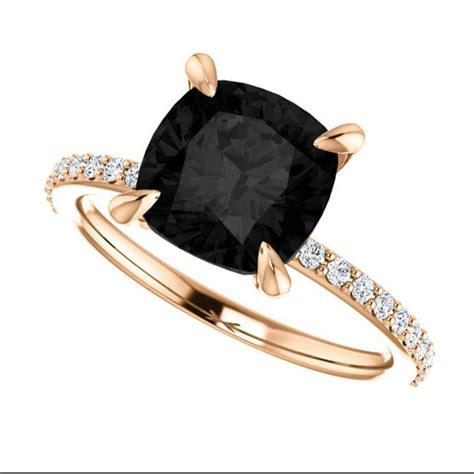 Black Onyx Engagement Ring 925 Sterling Silver Gold Plated Etsy
