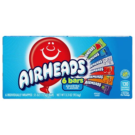 Airhead Assorted Flavors Chewy Candy Bars 33 Oz 6 Count Walmart