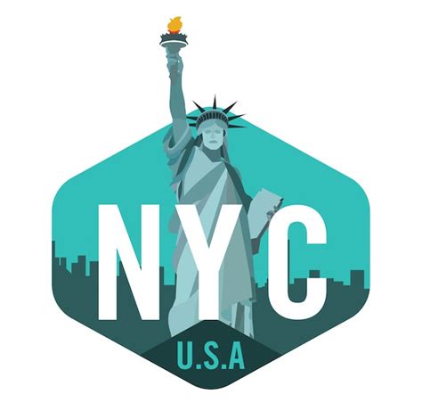 Logotipo De La Ciudad De Nueva York Con La Estatua De La Libertad