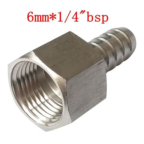 bar material 6 mm id hose barb tail to 1 4 bsp female hose barb fitting ss 304 stainless steel