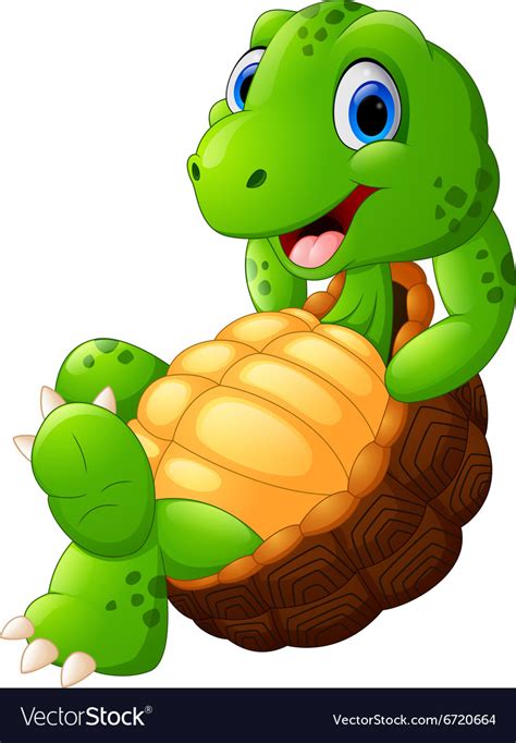 Cute Turtle Cartoon Posing Royalty Free Vector Image