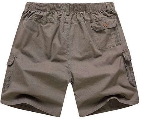Abetteric Mens Casual Cotton Twill Cargo Shorts Elastic Waistband In