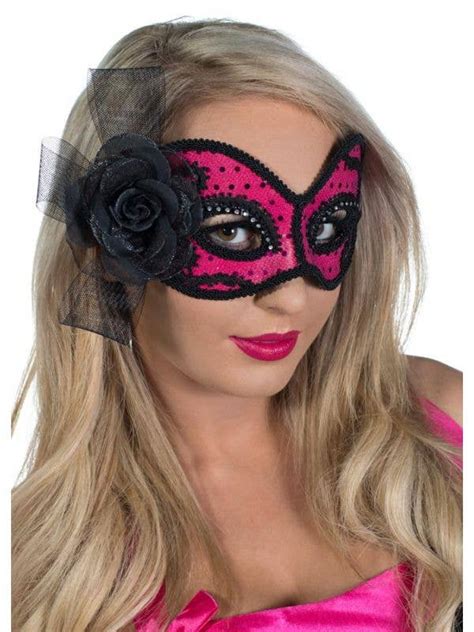 Hot Pink Glitter Masquerade Mask Senorita Hot Pink Womens Mask