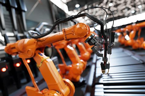 Robotic Arms Along Assembly Line In Modern Factory Fbk