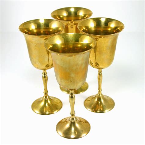 RESERVED Brass Goblets Set Of 4
