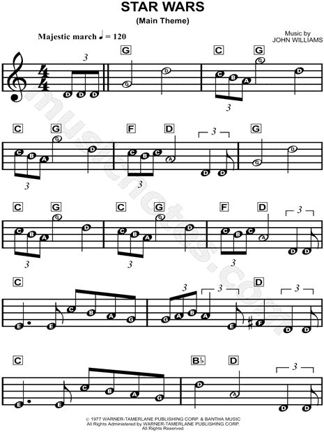 Learn how to play the force theme (star wars) with letter notes sheet / chords for piano and keyboard. "Star Wars (Main Theme)" from 'Star Wars' Sheet Music for Beginners - Download & Print | Star ...
