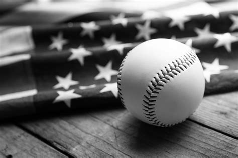 Baseball With American Flag In The Background Stock Photo Download