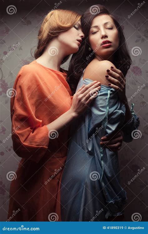 two gorgeous girlfriends making love stock image image of dresses lesbians 41890319