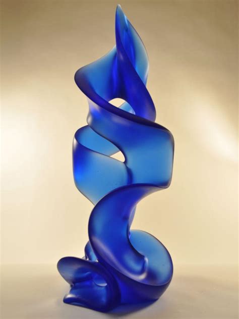 Pollitt Studio Blue Tango A Contemporary Spiral Glass Sculpture By