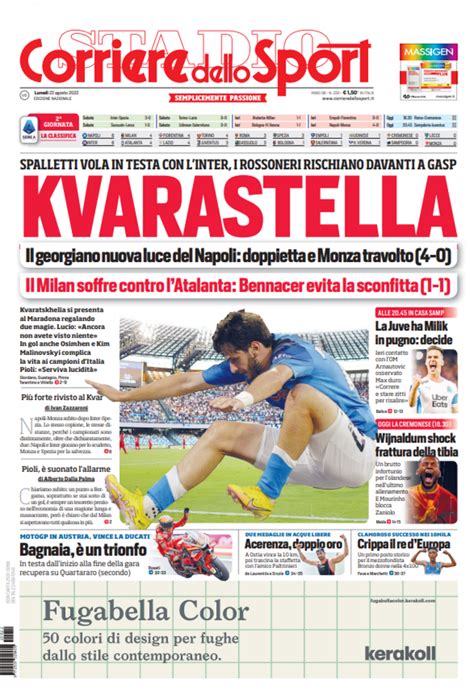 Prima Pagina Corriere Dello Sport “kvarastella” Pianeta Milan