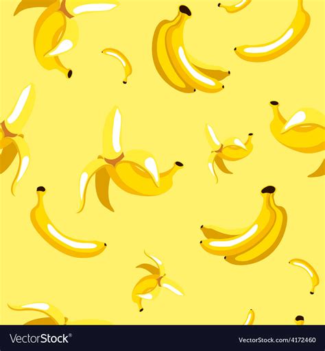 Seamless Pattern Bananas On Yellow Background Vector Image