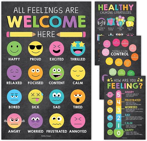 4 Chalkboard Feelings Chart For Kids Learning Ubuy Usa