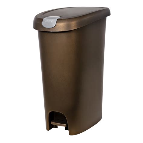 Hefty 12 Gallon Trash Can Plastic Lockable Slim Step On Kitchen Trash