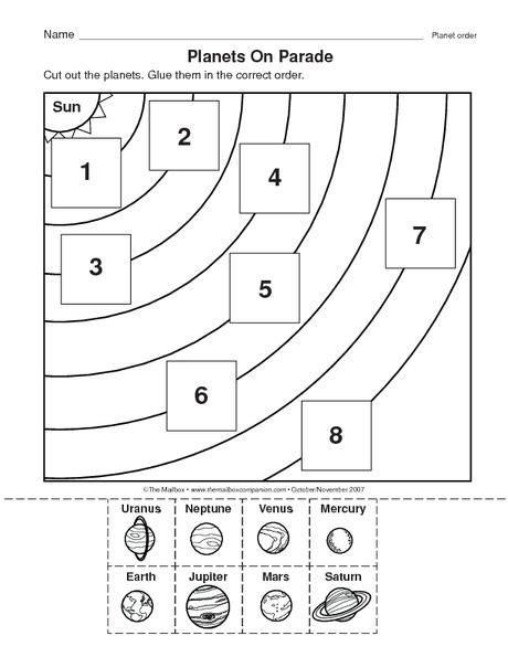 Science Worksheet Planet Order The Mailbox Planet Order Planets Activities Space Lessons