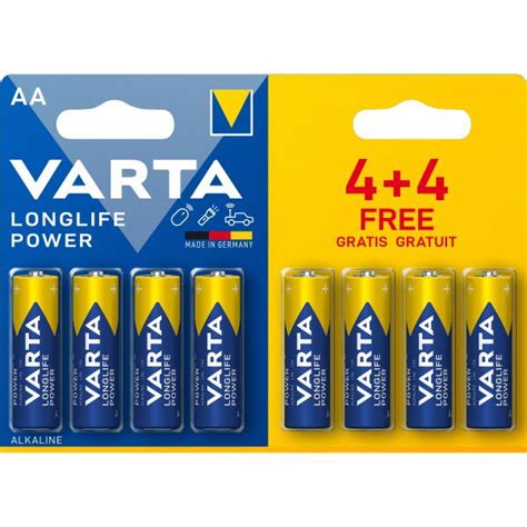 Varta Longlife Power Aa Batteries Pack Of 8 44 Free