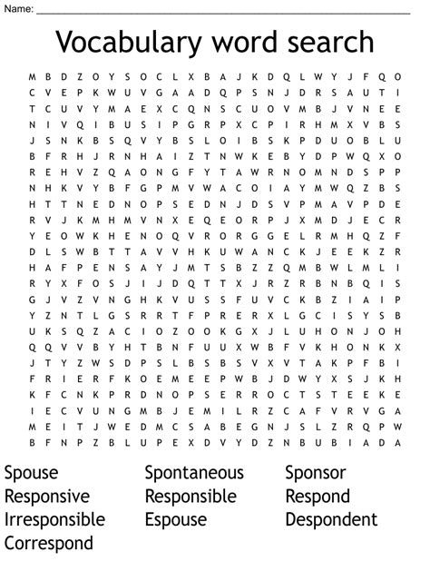 Vocabulary Word Search Wordmint