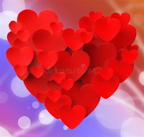 Heart Made With Hearts Shows Passionate Love Stock Illustration
