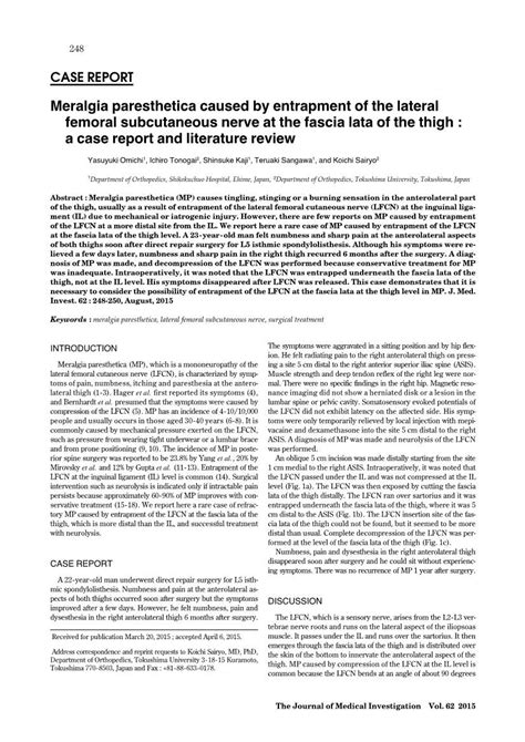 Meralgia Paresthetica Caused By Entrapment Of The Lateral Femoral