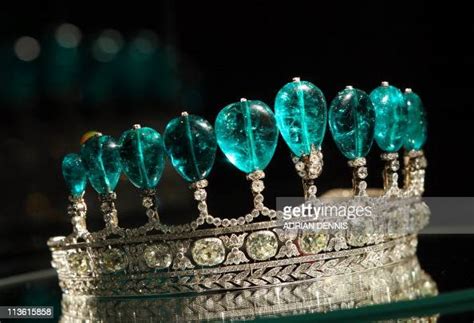 An Emerald And Diamond Tiara Is Pictured On Display At Sothebys