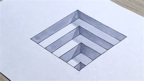How To Draw 3d Steps In A Hole Easy 3d Trick Art For Kids Youtube