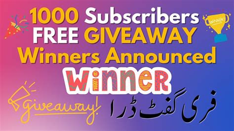 1000 Subscribers Celebration FREE Giveaway Results Congratulation