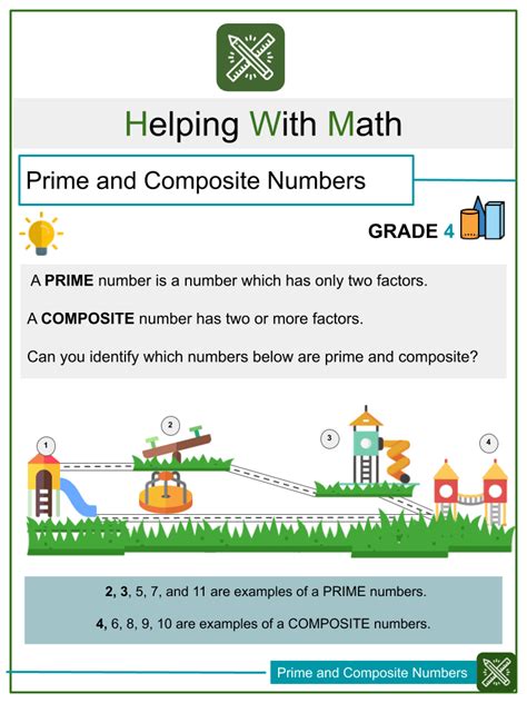 Prime Numbers And Composite Numbers Worksheet For Grade 4
