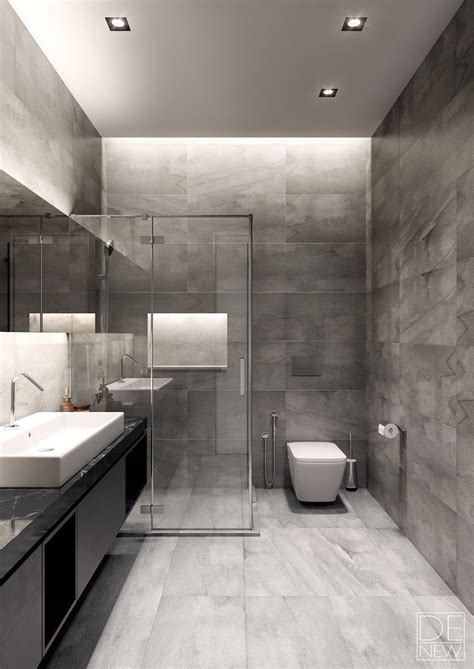 Tile with amazing rustic design. modern gray bathroom | Interior Design Ideas