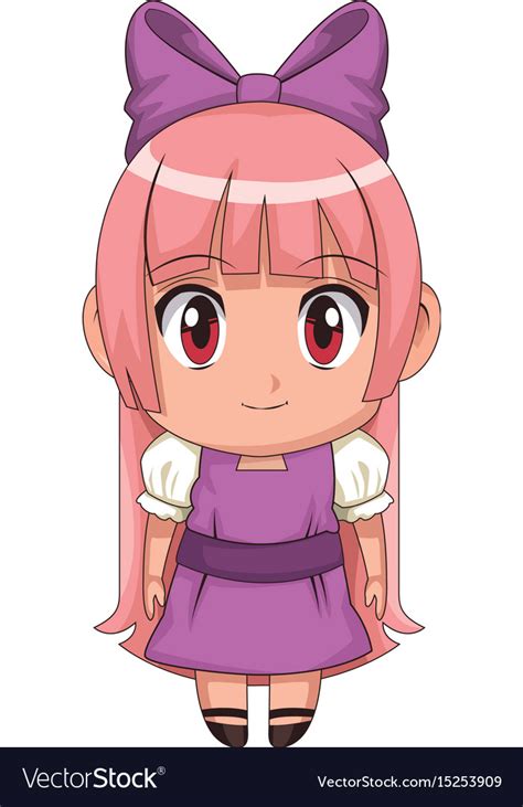 Cute Anime Chibi Little Girl Cartoon Style Vector Image