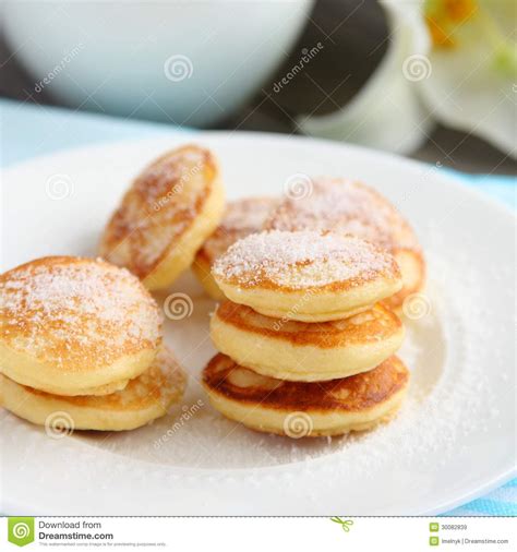 Dutch Mini Pancakes Called Poffertjes Stock Image Image Of Baked
