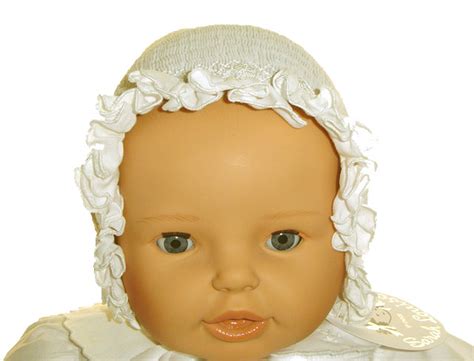 New Sarah Louise Ivory Smocked Baby Bonnet With Ivory Embroidery