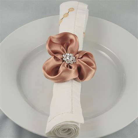 Items Similar To Wedding Napkin Rings Rhinestone And Satin Flower