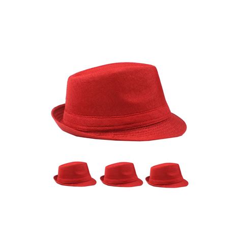 48 Units Of Red Fedora Hat Adult Size Fedoras Driver Caps And Visor