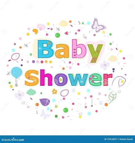 Baby Shower Lettering Text Colorful Poster Design Vector Illustration