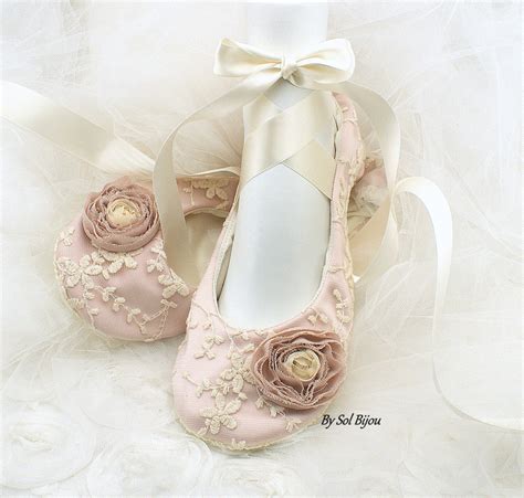 wedding ballet flats rose pink blush ivory shoes pink