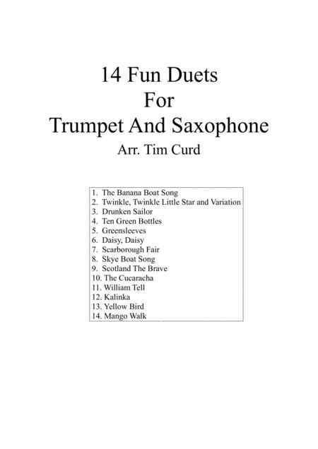 14 Fun Duets For Trumpet And Alto Saxophone Sheet Music Trad