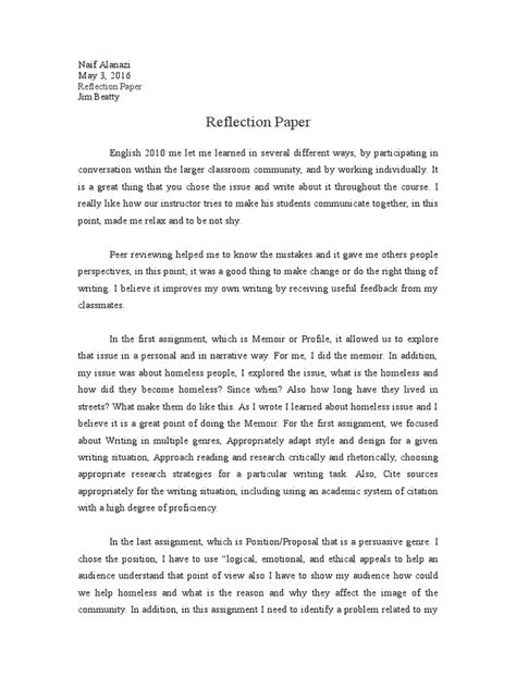 Example Of Reflection Paper Stirring Personal Reflection Essay
