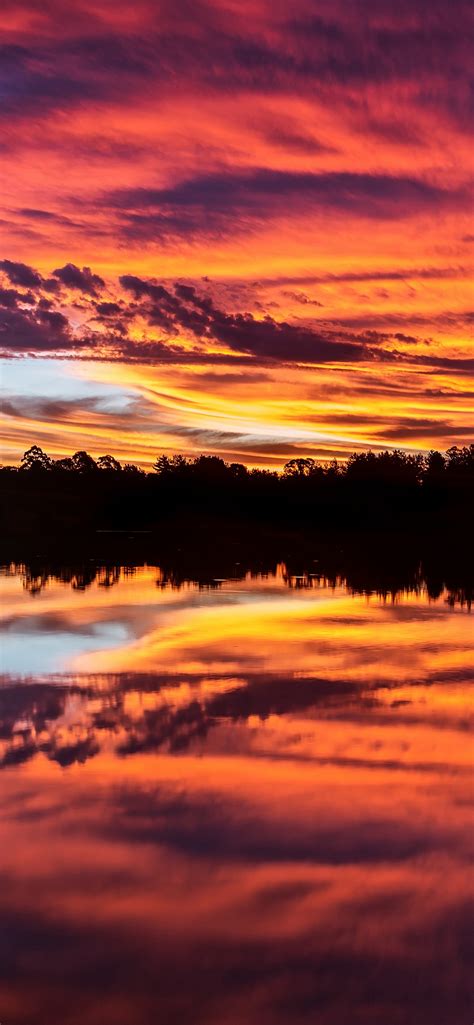 Sunset Wallpaper 4k Lake Reflections Landscape Scenic Silhouette