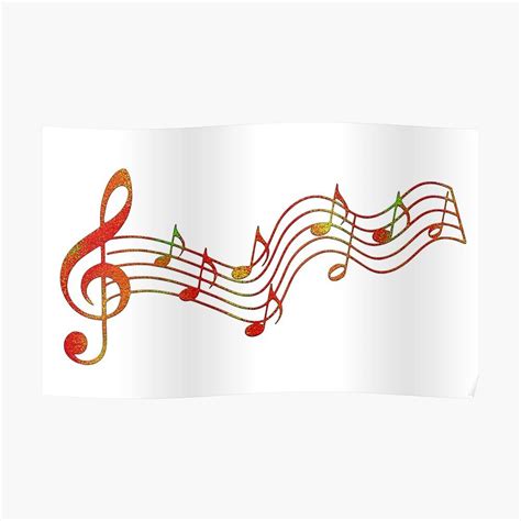 Colorful Music Note Notes Musical Clef Poster Canvas Print Wooden