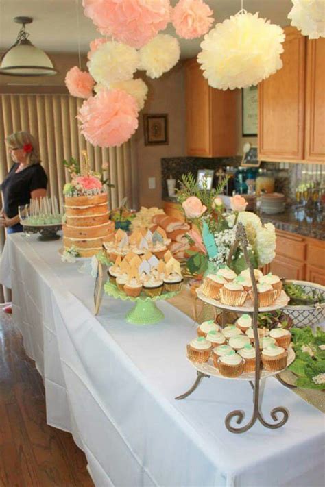 Baby Shower Buffet Mint Gold And Peach Arrow Themed Baby Shower