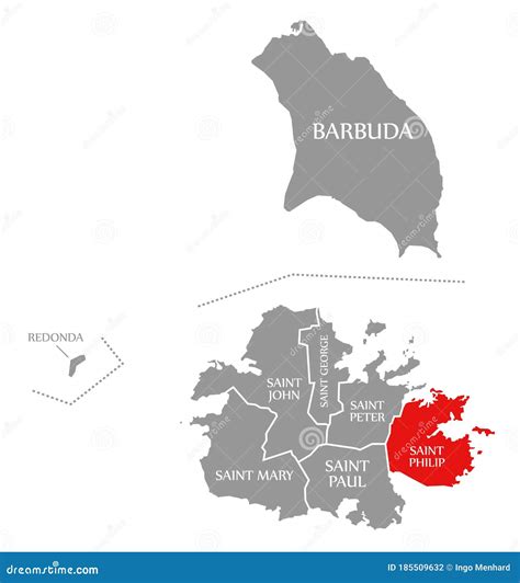 Saint Philip Red Highlighted In Map Of Barbados Royalty Free Cartoon 188962217