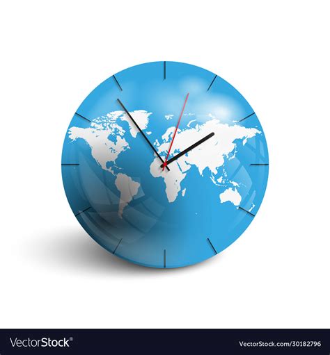 Globe World Clock Royalty Free Vector Image Vectorstock