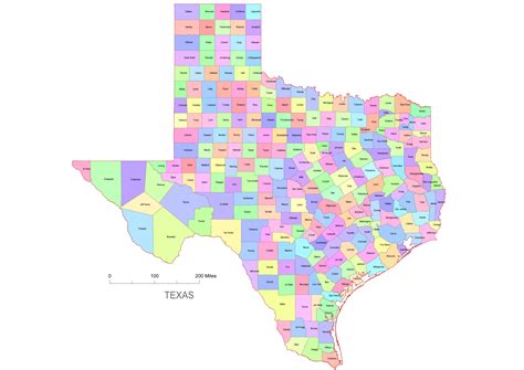 Texas County Map Colored Your Vector County Map Texas