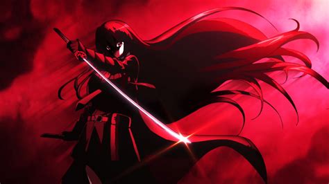 Long Hair Red Eyes Women With Swords Akame Ga Kill Akame Anime
