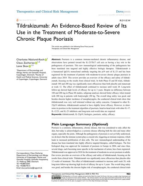 Pdf Tildrakizumab An Evidence Based Review Of Its Use In The