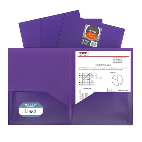 Two Pocket Heavyweight Poly Portfolio Folder Purple1 Each Cli76021